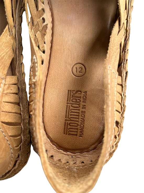 Mohinders Woven Flats in Honey Leather. Handcrafted in India. Men’s size 12 main image 10